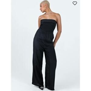 Princess Polly NWT Josia Strapless Black Jumpsuit Sz 6 Pockets